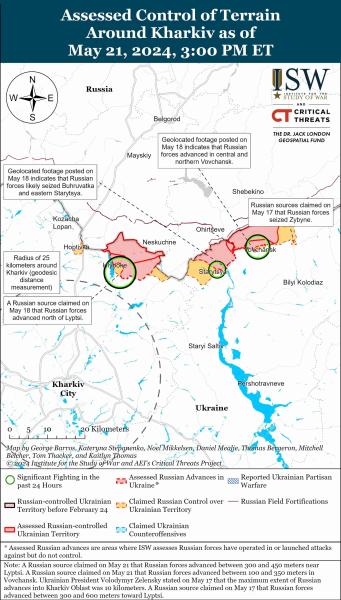В ISW рассказали, на сколько километров россияне продвинулись в направлении Харькова и как разворачивается наступление РФ