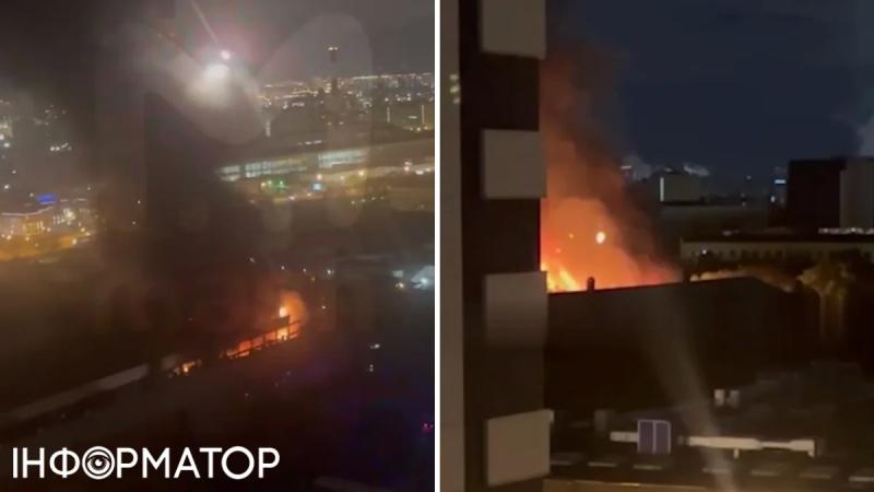 В Москве большой пожар: горит административное здание, внутри могут быть россияне (видео)