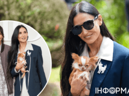 Деми Мур с дочерью и малогабаритной суперзвездой посетила модный показ