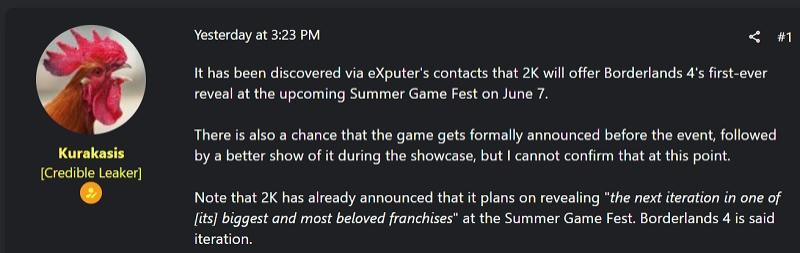 Не Mafia 4! Инсайдер сообщил, что загадочным анонсом от 2K на Summer Game Fest станет новая часть Borderlands