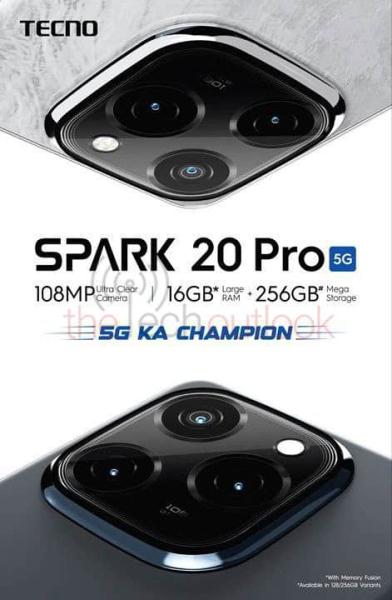 Tecno Spark 20 Pro 5G: утечка информации перед запуском в Индии