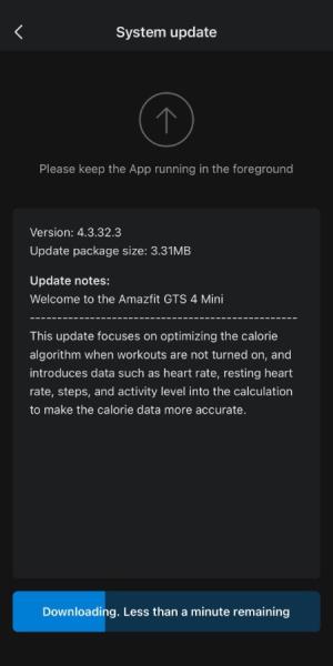 Amazfit GTS 4 Mini получили обновление 4.3.32.3: что нового