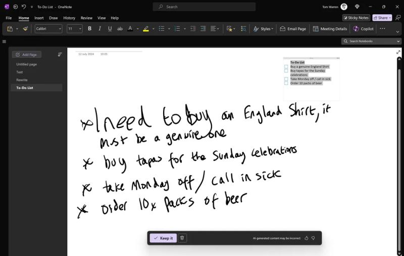 Microsoft Copilot в One Note сможет понимать ужасный рукописный текст и улучшать его