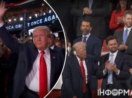 Триумфальное появление Трампа: политик вышел к публике с забинтованным ухом под культовую песню и овации