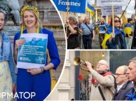 Украинцы в Париже вышли на марш с призывом поддержать вступление Киева в НАТО