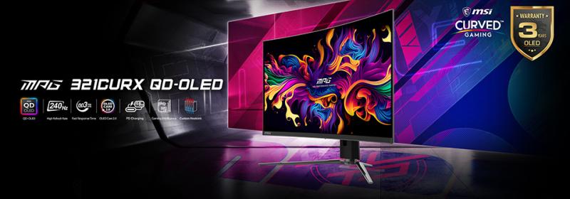 MSI представила геймерский 32-дюймовый QD-OLED монитор с изогнутым экраном и защитой от выгорания