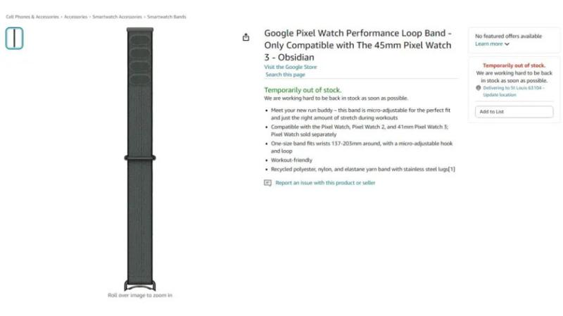 Неанонсированный ремешок Performance Loop для Pixel Watch 3 появился на Amazon