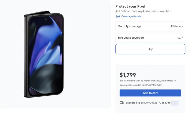 Pixel 9 Pro Fold снова доступен для заказа: доставка начнется в конце октября