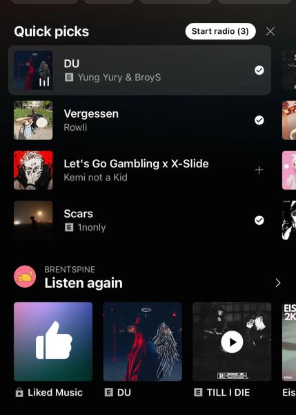 YouTube Music тестирует новую функцию для создания радио из нескольких песен в Quick picks