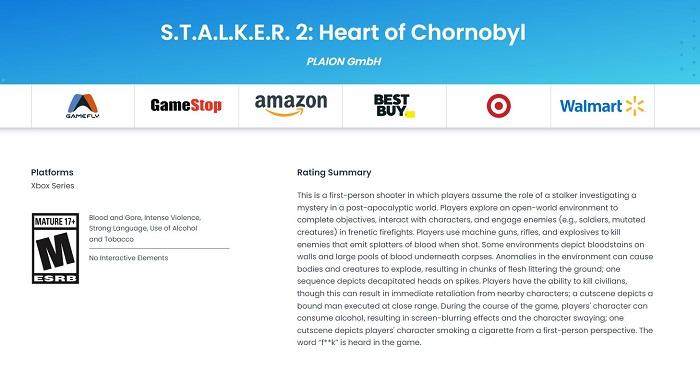 Зона открыта только для взрослых: долгожданный шутер Stalker 2: Heart of Chornobyl получил возрастной рейтинг M (17+)