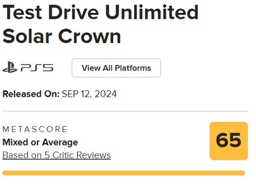 Гоночная игра Test Drive Unlimited Solar Crown получает сдержанные оценки и подвергается критике из-за скучного открытого мира и технических проблем