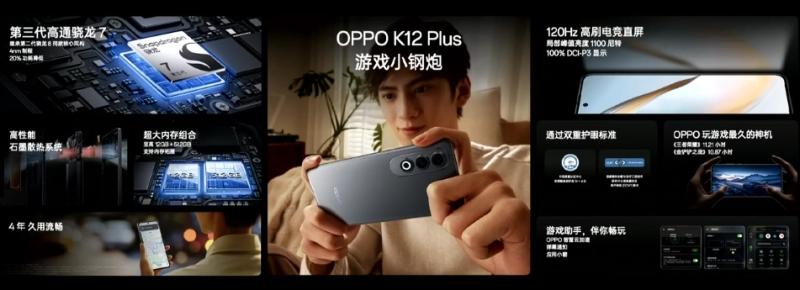 Oppo представила в Китае смартфон K12 Plus с мощной батареей 6400 мАч и чипом Snapdragon 7 Gen 3