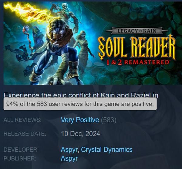 Геймеры в восторге от Legacy of Kain Soul Reaver 1&2 Remastered: Aspyr выпустила еще одно отличное переиздание