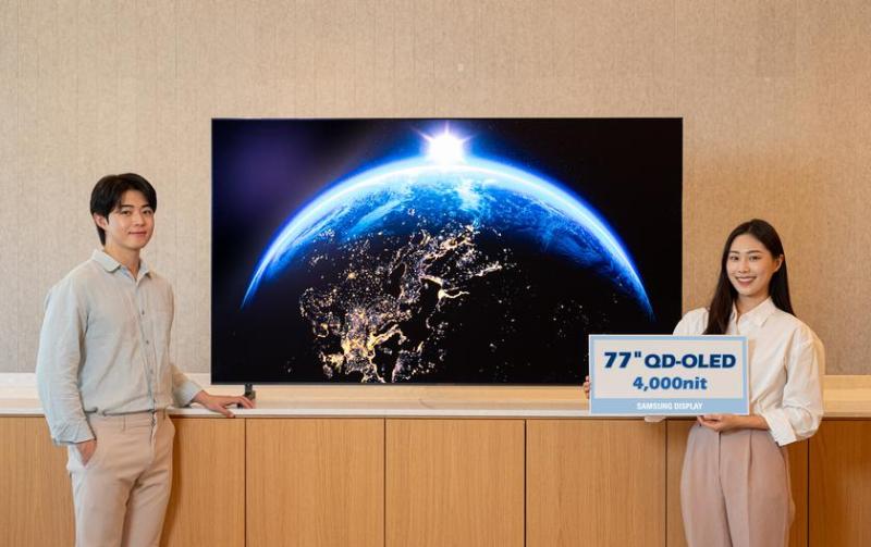 Samsung представила новую QD-OLED-панель для телевизоров, которая имеет максимальную яркость 4000 нит