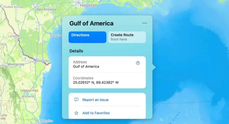 Apple Maps заменила название Мексиканского залива не только для пользователей США, но и во всем мире