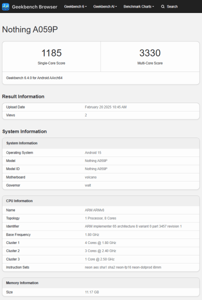 Nothing Phone (3a) Pro протестирован в Geekbench перед презентацией