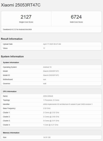 Redmi Turbo 4 Pro с процессором Snapdragon 8s Gen 4 прошёл тест производительности Geekbench перед анонсом