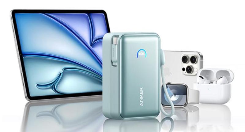 Anker выпустила внешний аккумулятор модели S1 с втягивающимся кабелем, экраном и емкостью 10 000 мАч