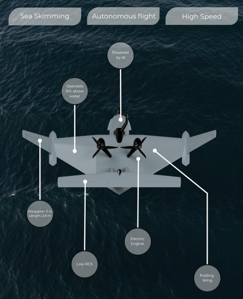 Турецкая Solid AERO представила Talay - БПЛА, который летает на 3 м над водой, несет до 30 кг груза и избегает береговых радаров