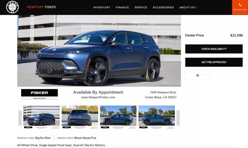 Дилер в США распродаёт почти новые Fisker Ocean по цене Toyota Corolla