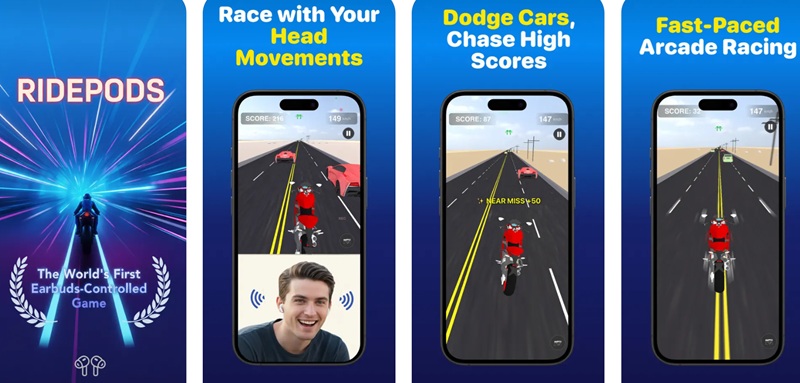 Уши вместо контроллера: в App Store вышла мобильная гонка RidePods, которая управляется с помощью AirPods