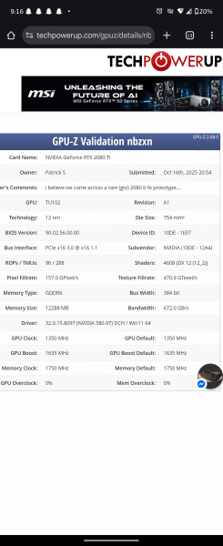 В старом ПК с барахолки найден уникальный инженерный образец GeForce GTX 2080 Ti