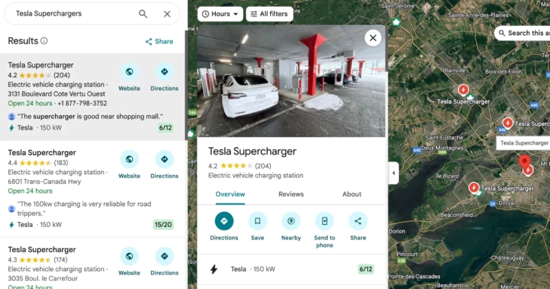 Навигация с внедренными Supercharger Tesla теперь доступна в Google Maps