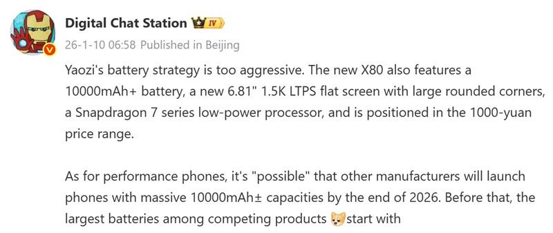 Honor готовит к выпуску смартфон с батареей емкостью 10 000 мАч