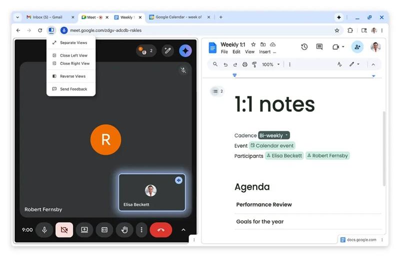 Демонстрация Split View в Chrome