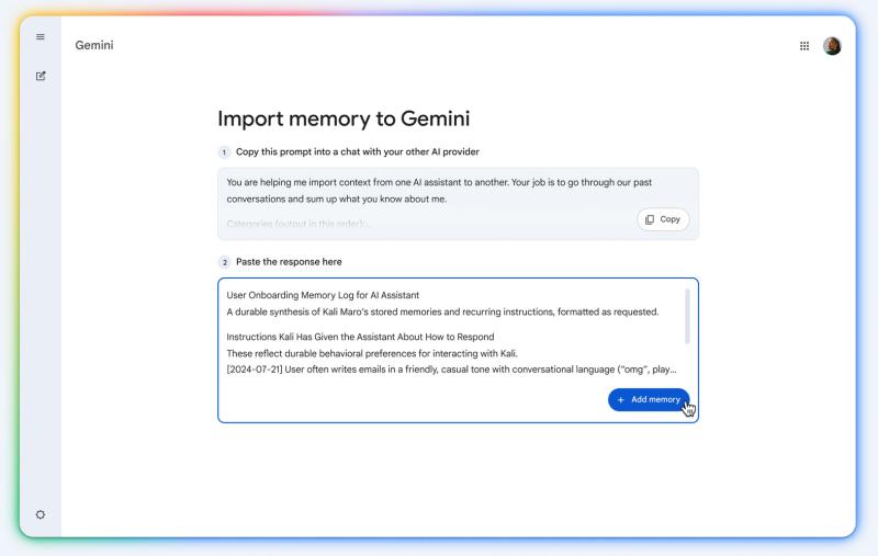 Новый интерфейс Google Gemini
