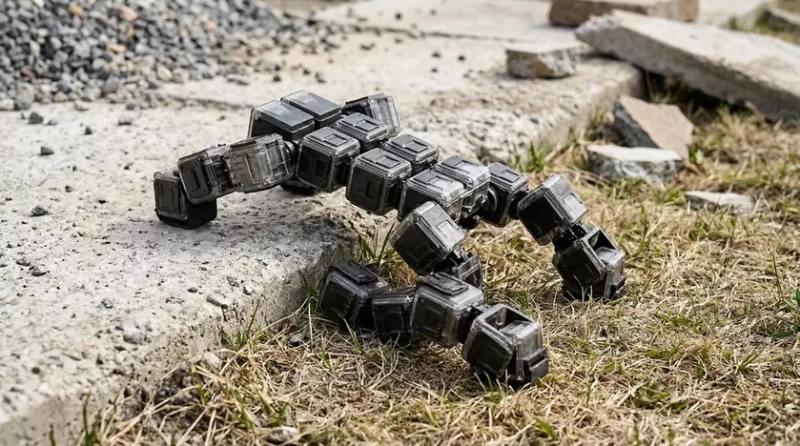 Тестирование модульного робота на траве