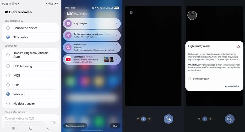 Режим веб-камеры Galaxy S26