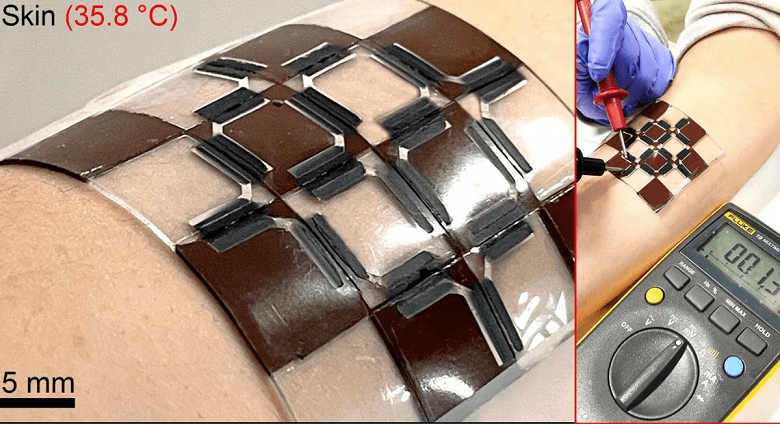 Гибкий генератор на коже человека