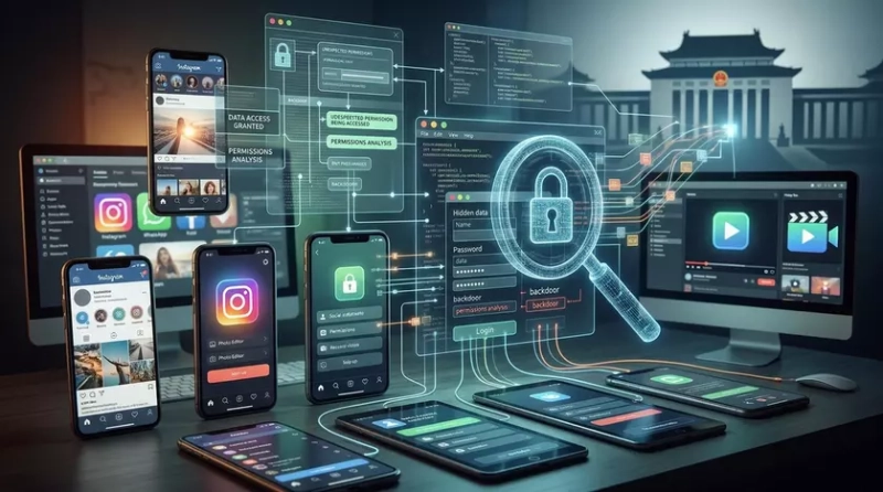 Символическое изображение цифрового надзора через смартфон