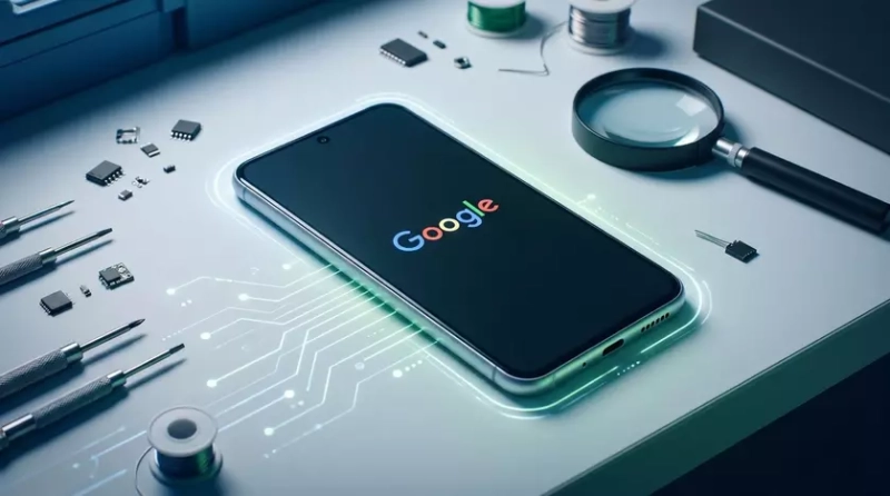 Смартфон Google Pixel с экраном загрузки