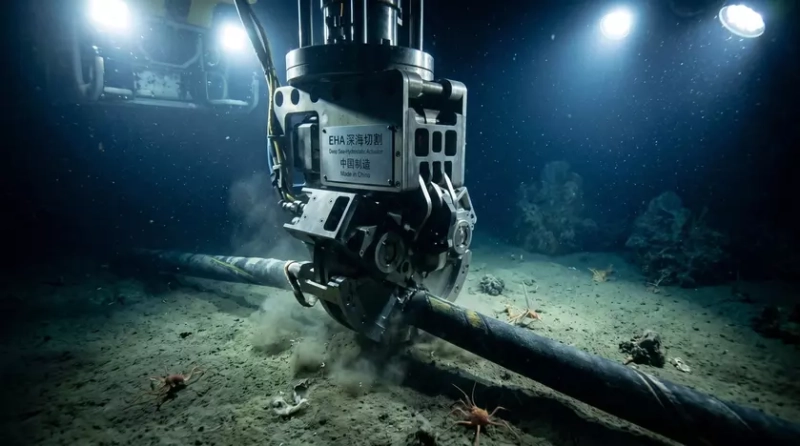 Глубоководный аппарат в процессе работы на дне океана