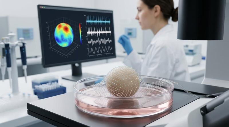 Оболочка для нейронов: как новая 3D-сетка помогает «подслушивать» разговоры мини-мозгов