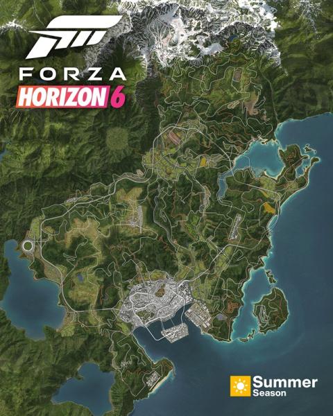 Просторы Японии впечатляют: авторы Forza Horizon 6 показали полную карту игры