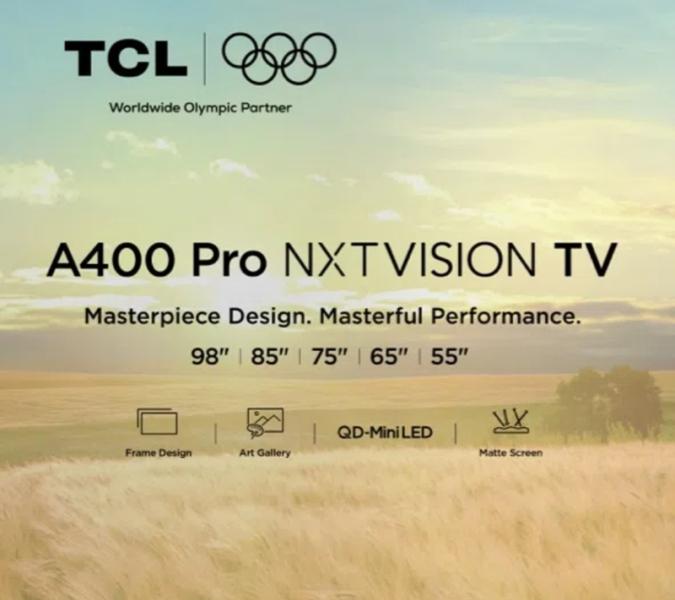 TCL выпускает в Европе интерьерный телевизор A400 Pro NXTVISION с экраном QD-Mini LED 144 Гц