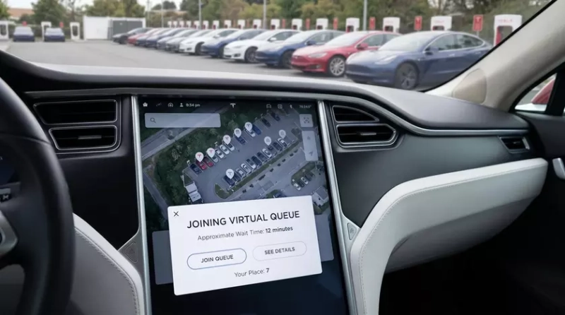 Электромобиль Tesla на станции Supercharger