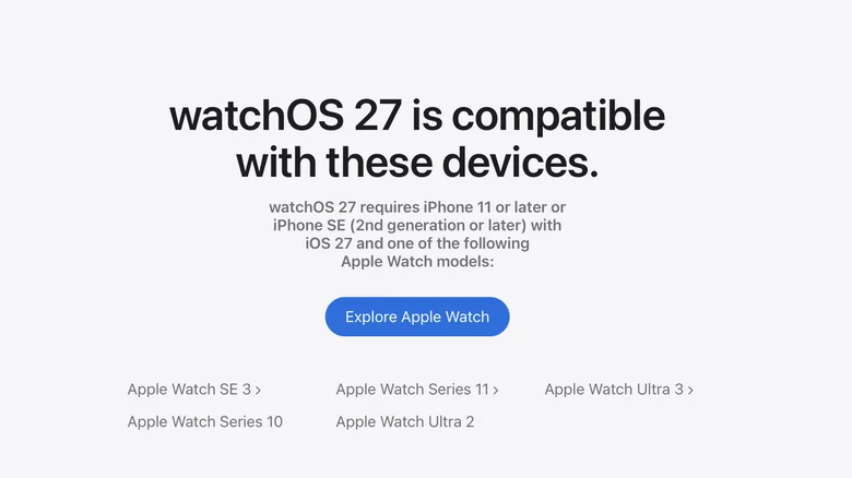Apple прекратит поддержку некоторых смарт-часов после выхода watchOS 27