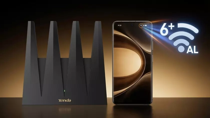 Вертикальный Wi-Fi маршрутизатор Tenda AX12 белого цвета