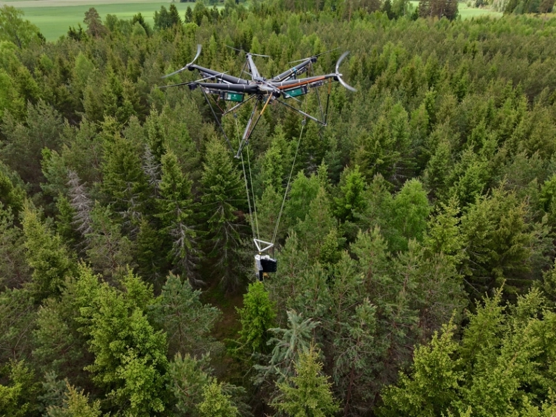 Дрон AirForestry впервые автономно срубил дерево и вынес его из леса