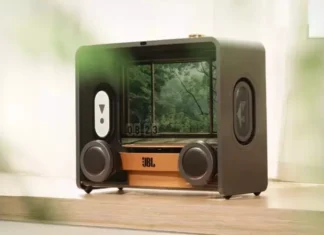 JBL Vienna: когда колонка становится произведением искусства — 100 Вт звука и парящие тексты на прозрачном экране