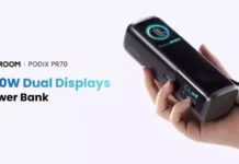 JOYROOM раскрыла суперпауэрбанк PODIX PR70 на 240 Вт с двумя экранами и встроенными кабелями