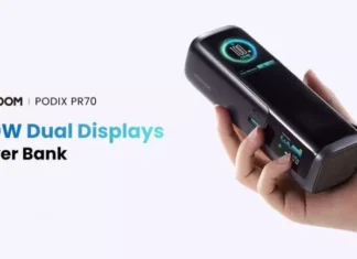 JOYROOM раскрыла суперпауэрбанк PODIX PR70 на 240 Вт с двумя экранами и встроенными кабелями