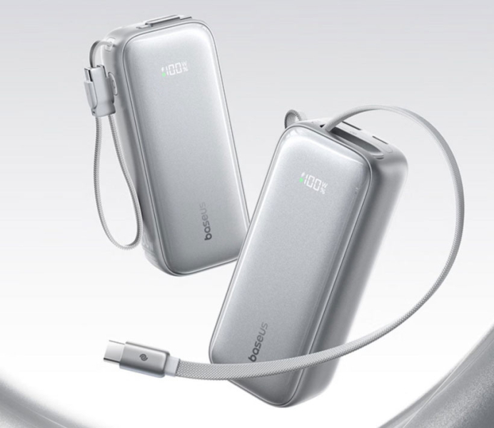 Baseus выпустила пауэрбанк на 20 000 мА/г с зарядкой 100 Вт и выдвижным USB-C за
