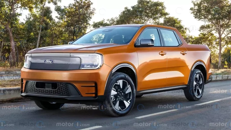 Рендер электропикапа Ford Fathom в синем цвете