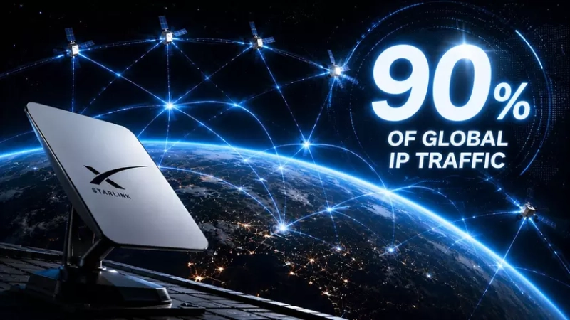 Спутники Starlink на орбите Земли