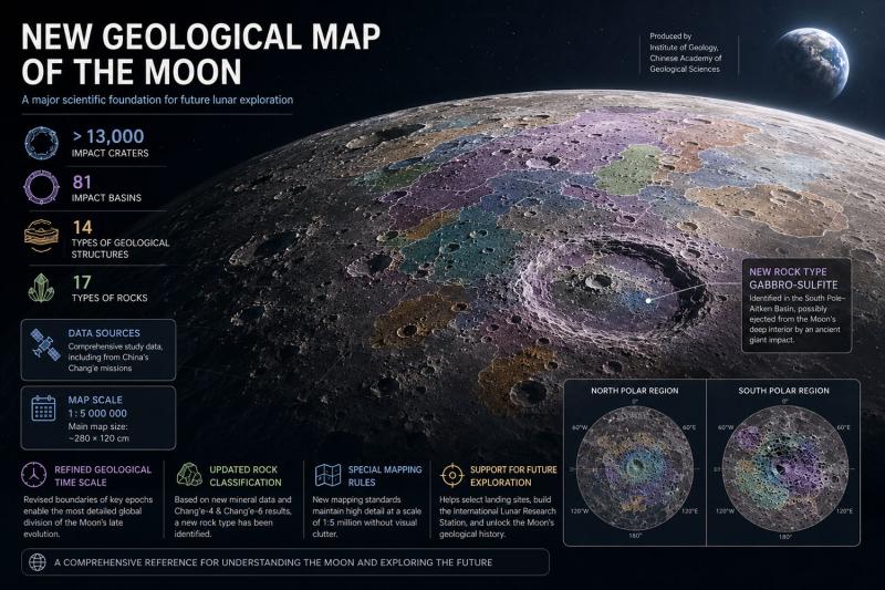 Три метра реголита: Китай представил наиболее подробную геологическую карту Луны